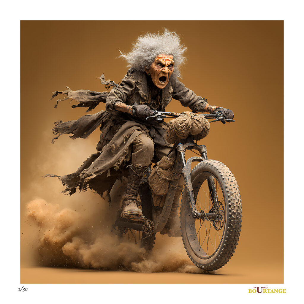 Scary grandma on fatbike