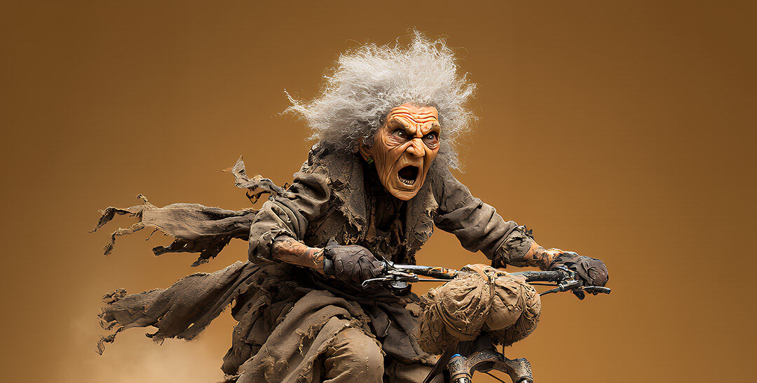 Scary grandma on fatbike